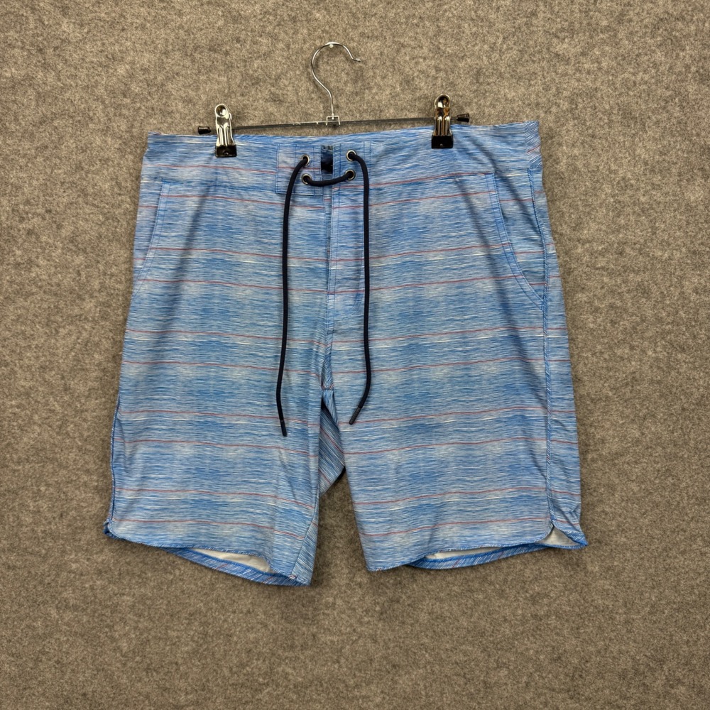 Rhone Mens Blue Striped Space Dye Board Shorts Swim Trunks Size 32